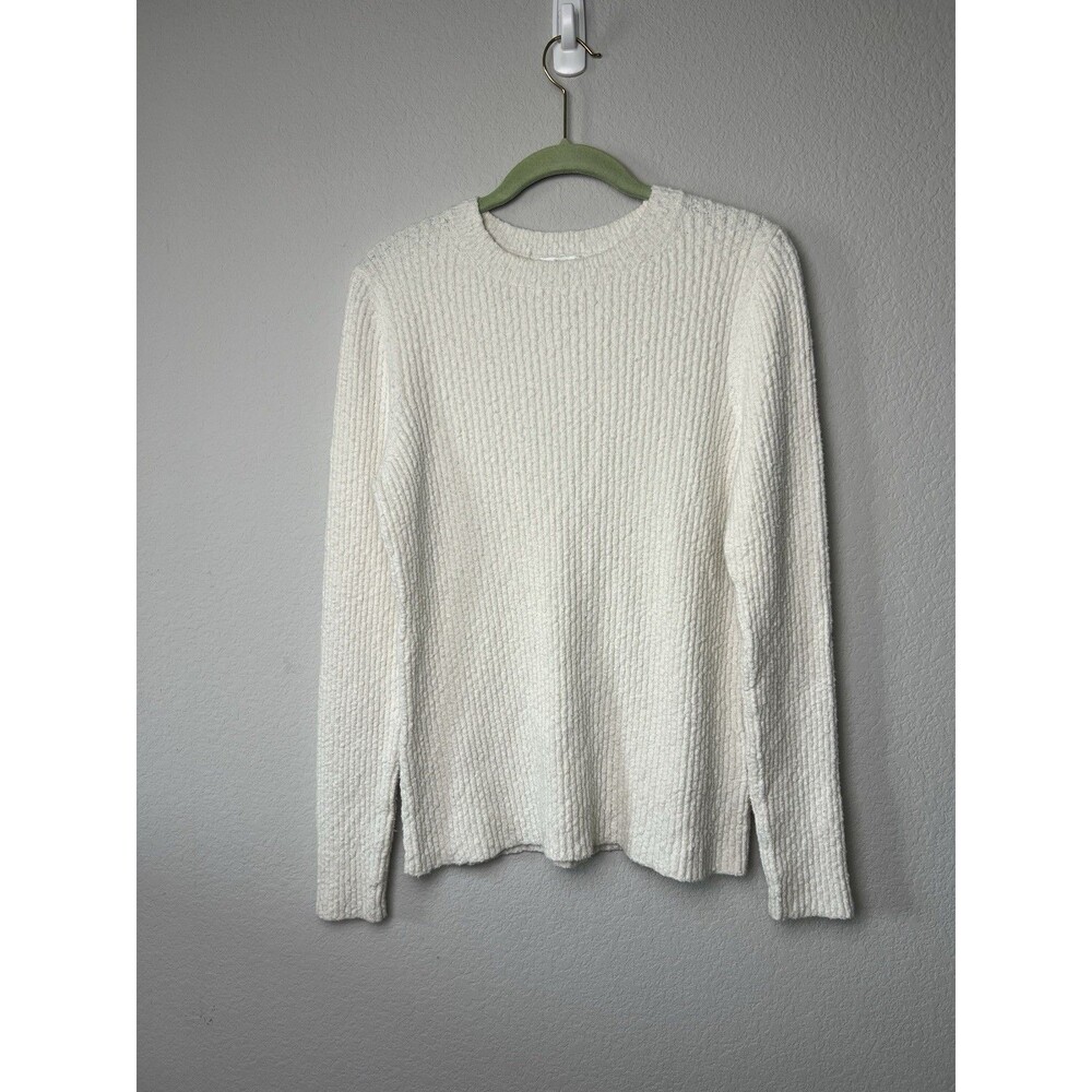 Nordstrom Textured Knit Sweater Women Size L Long Sleeve Off White Cream Top